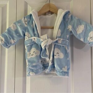 Blue Clouds Baby Hooded Robe Size 0-9 Months